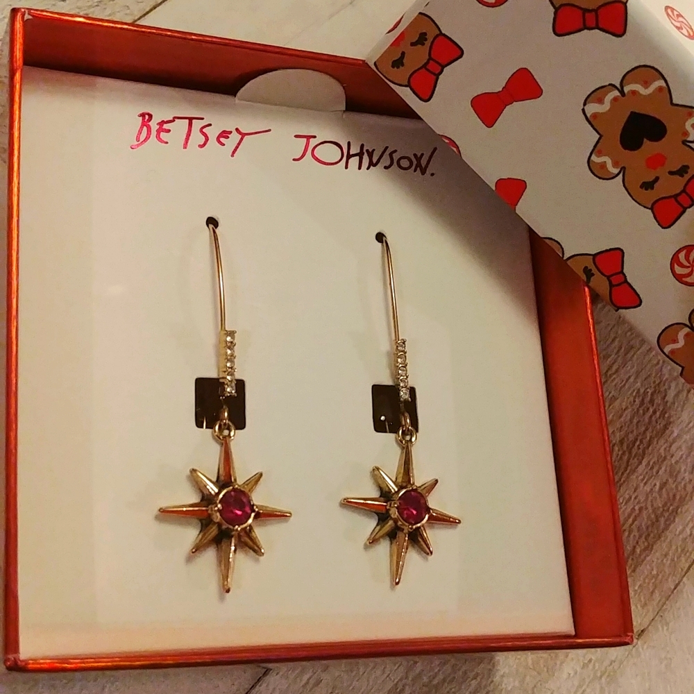 NIB Betsey Johnson Star Drop Earrings